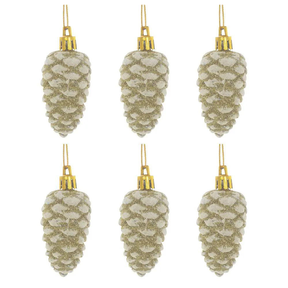Изображение товара Набор елочных игрушек 754287 3 см x 16 см жёлтый/золотой 6 шт
