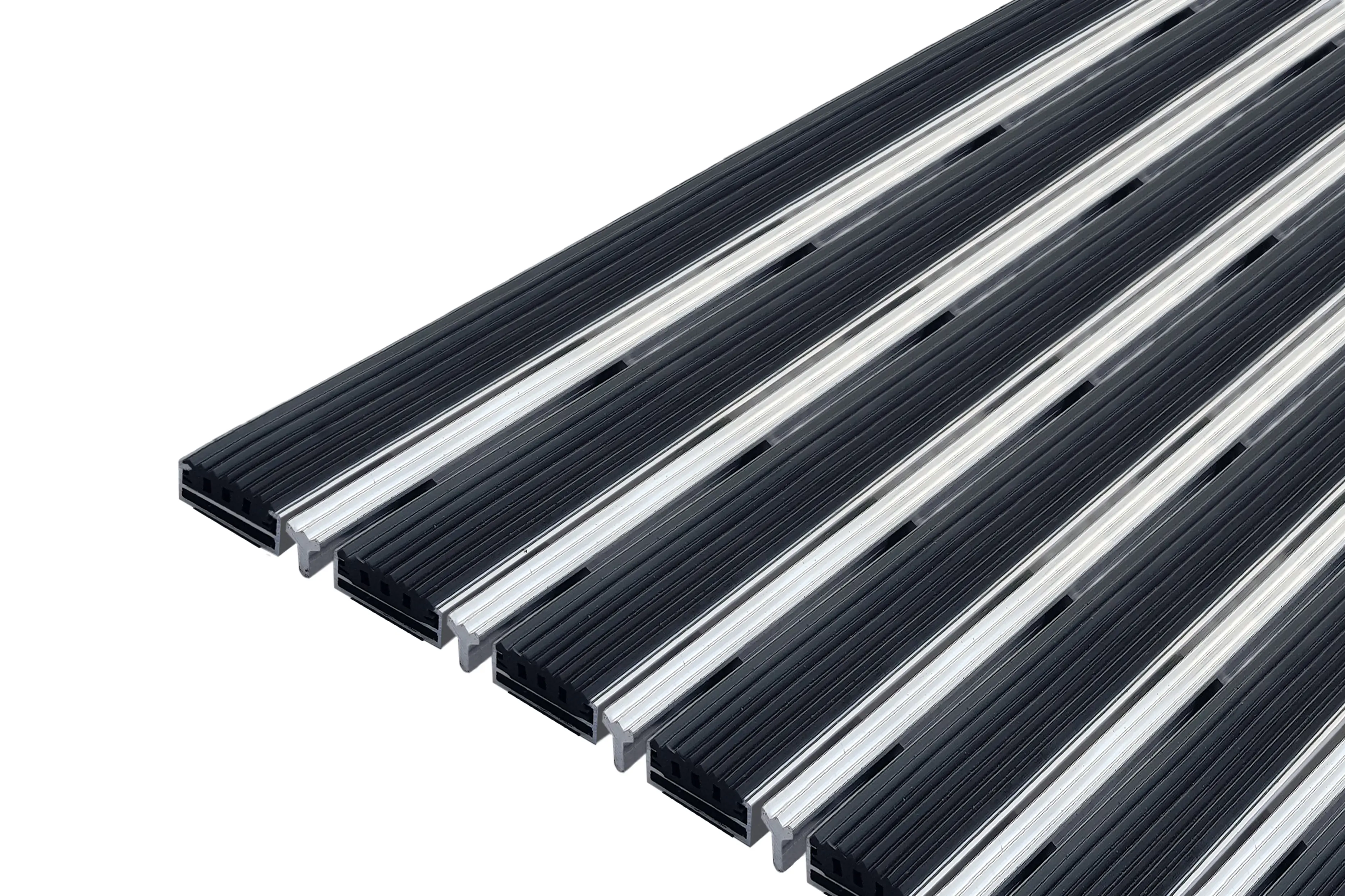 Изображение товара Придверная решетка СитиСлим резина+скребок 100х50 см алюминиевая