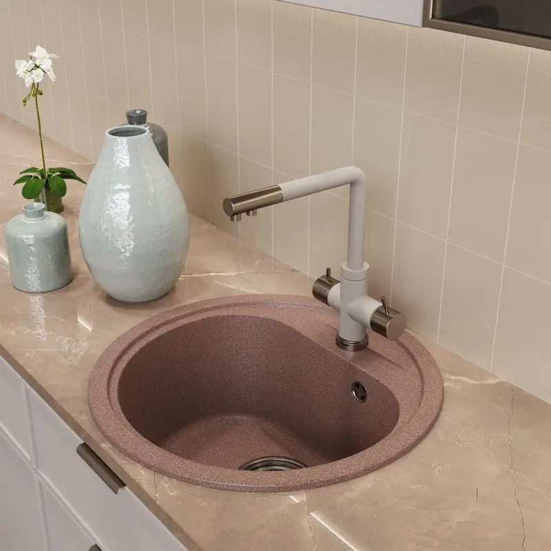 Изображение товара Мойка для кухни Mixline NL-TM10 53x53 см глубина чаши 180 см искусственный камень цвет терракота