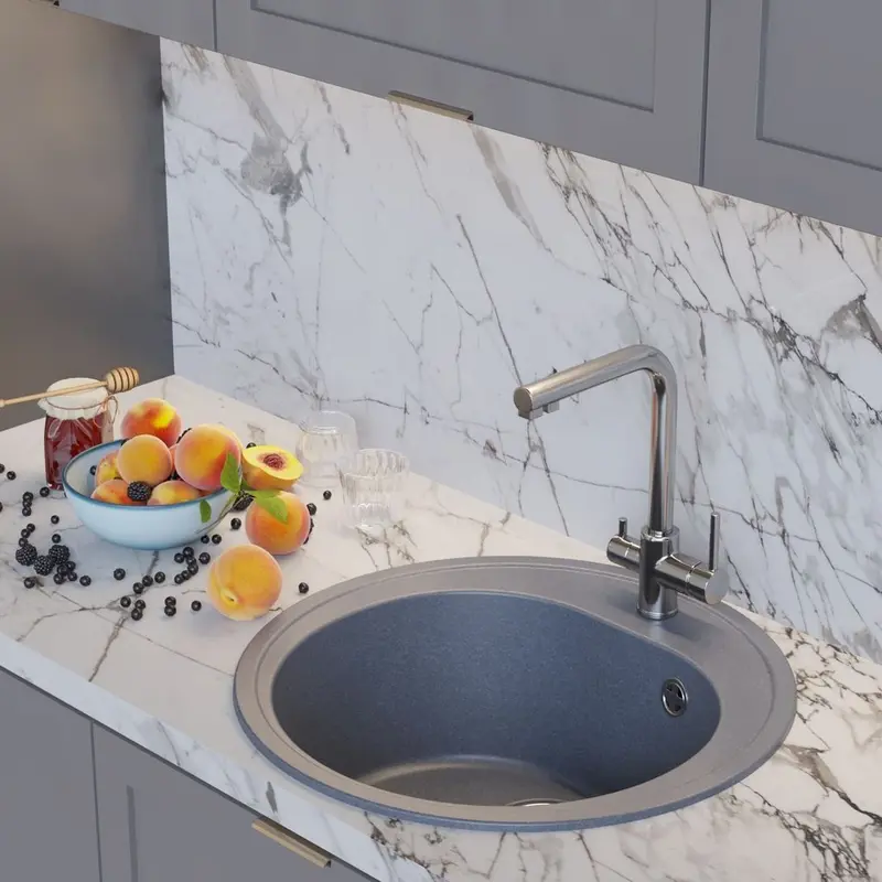Изображение товара Мойка для кухни Mixline NL-TM11 53x53 см глубина чаши 180 см искусственный камень цвет графит