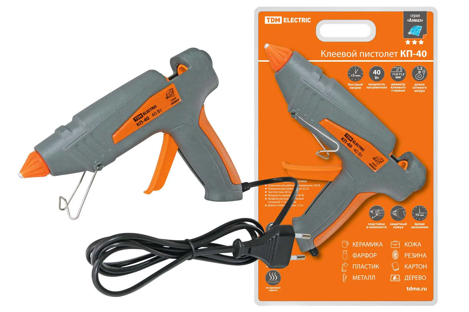 Изображение товара Пистолет клеевой Tdm Electric SQ1024-0101 230 Вт для быстрого соединения материалов