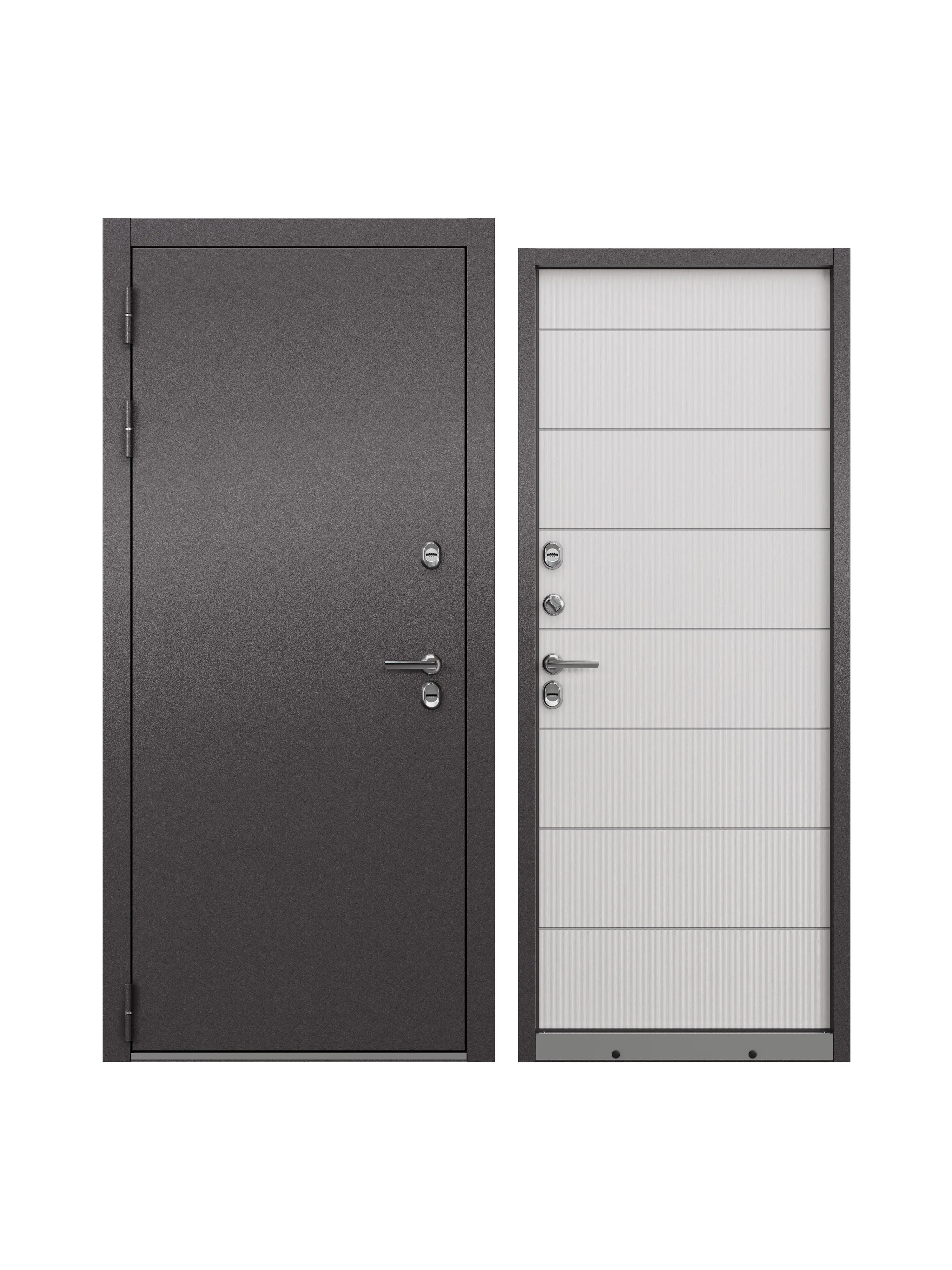 Изображение товара Входная дверь Unicorn Village optimal левый 205x88см цвет шоколад букле/белый ларче с терморазрывом