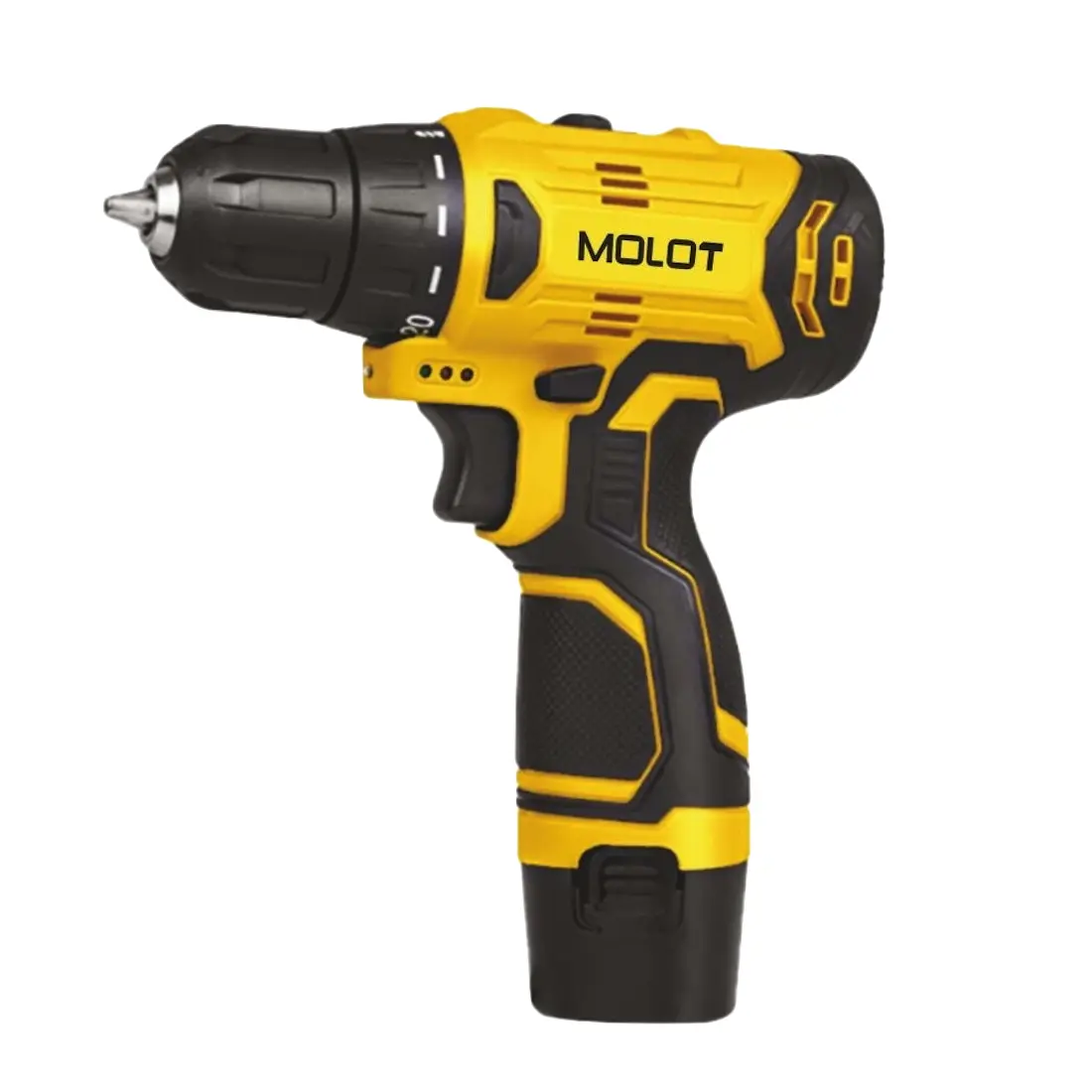 Изображение товара Дрель-шуруповерт аккумуляторная бесщеточная Molot MBD 1213 Dli 1335567, 12 В Li-Ion 2x2 Ач