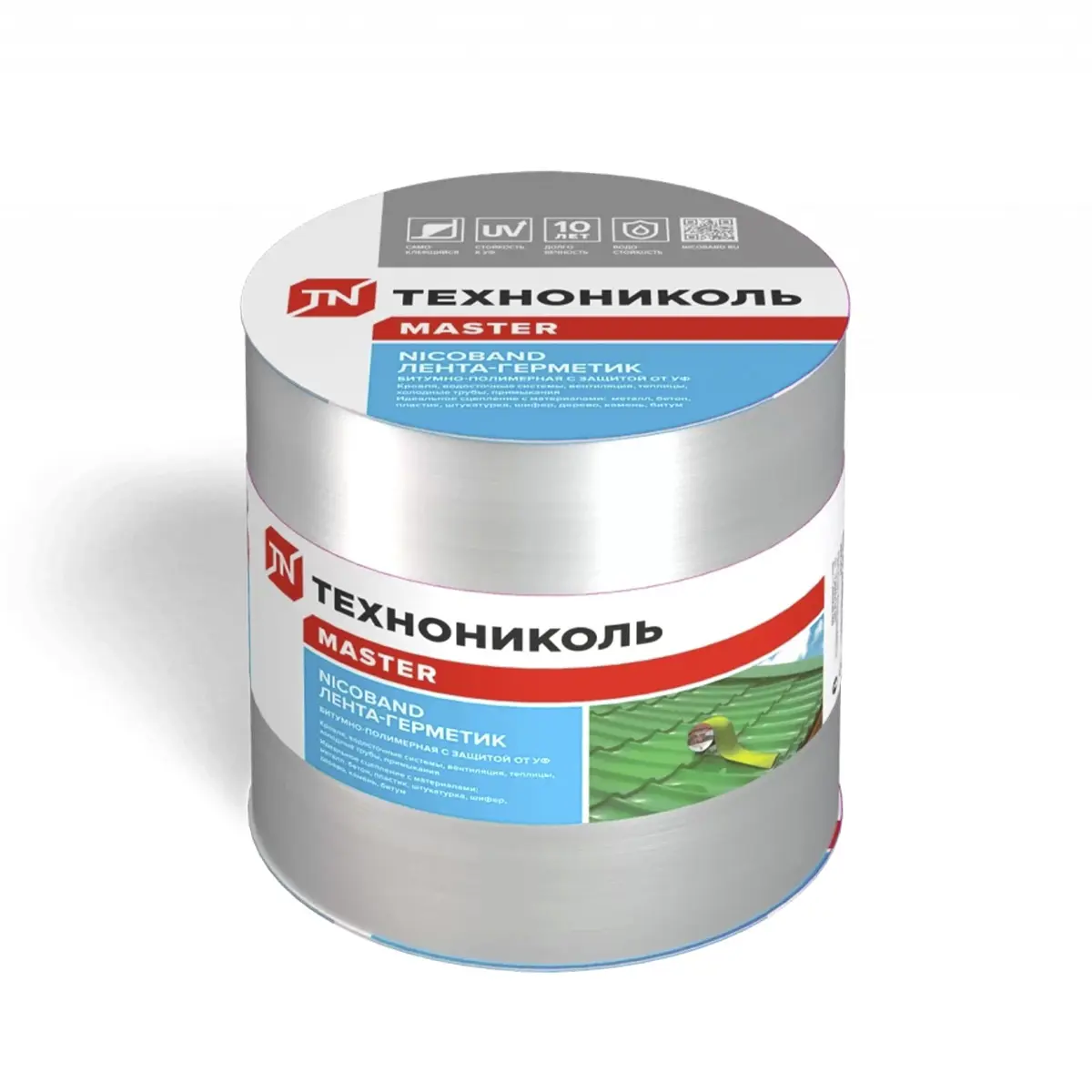 Изображение товара Лента-герметик самоклеящаяся Технониколь Nicoband 246664 15см x 10м серебристая