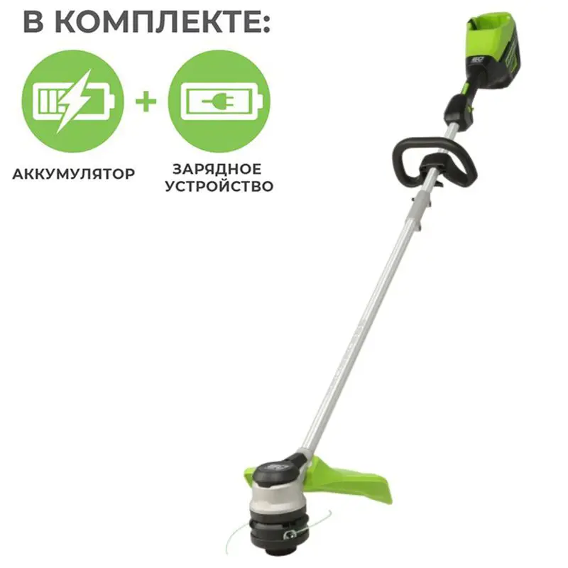 Изображение товара Триммер аккумуляторный бесщёточный Greenworks 2108307 60 В 1x4 Ач АКБ и ЗУ в комплекте