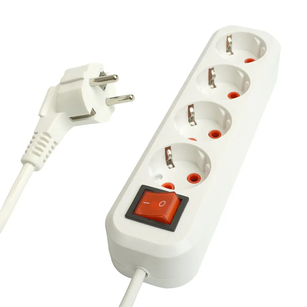 Изображение товара Удлинитель бытовой Stekker HM07-31-05 с 3 розетками и заземлением 5 м белый