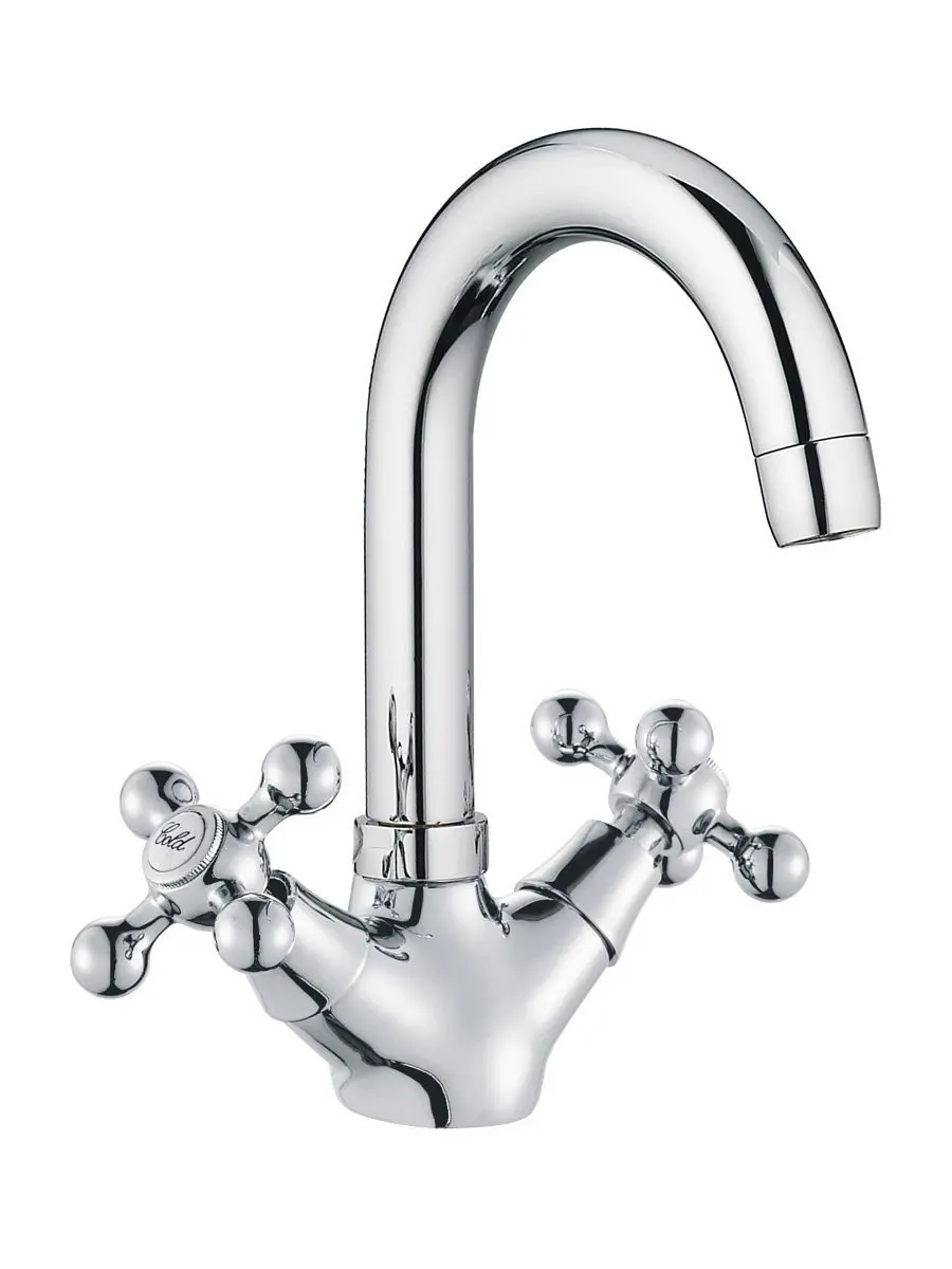 Изображение товара Смеситель для раковины Haiba HB1219 двухвентильный цвет серебристый