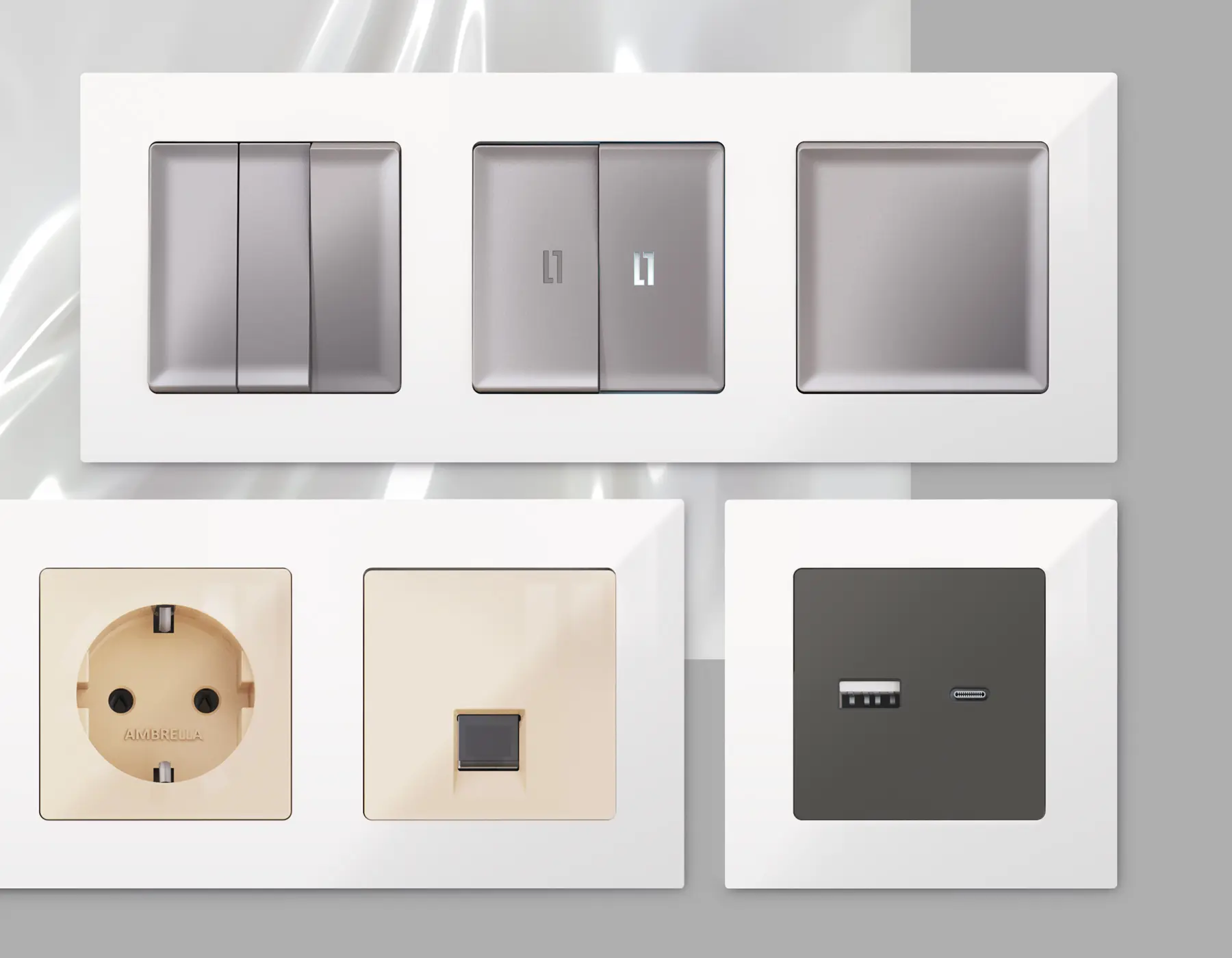 Изображение товара Рамка для розеток и выключателей Ambrella volt Alfa Techno AF220102 2 поста цвет белый глянец