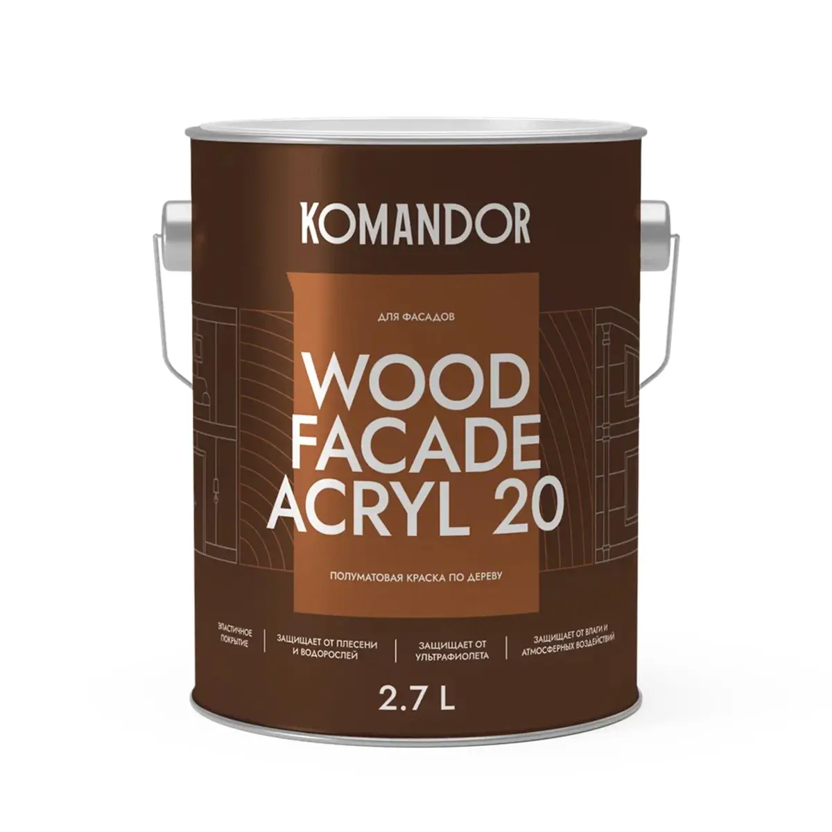 Изображение товара Фасадная водно-дисперсионная краска для дерева Wood Facade Acryl 2.7 л белая