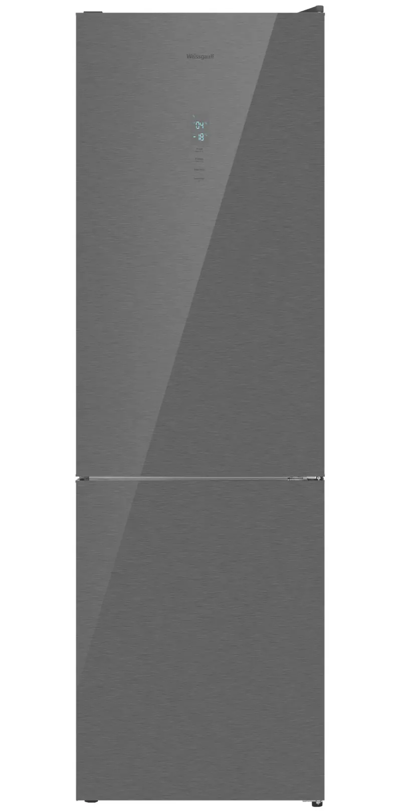Изображение товара Отдельностоящий холодильник двухкамерный Weissgauff WRK 195 D Full NoFrost Inox Glass 59.5x195 см цвет нержавеющая сталь