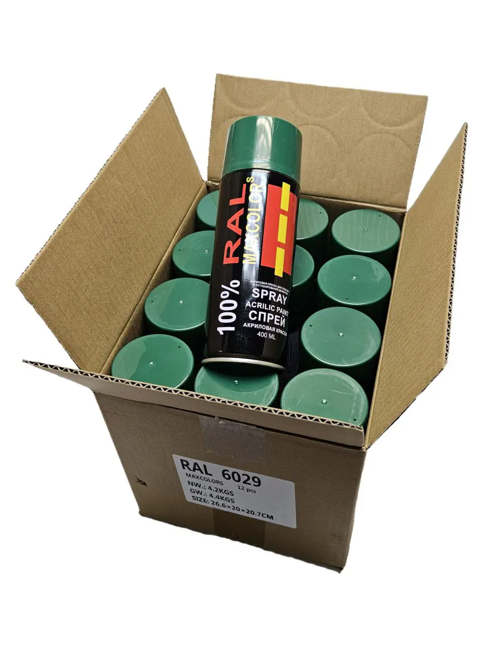 Изображение товара Спрей акриловый Maxcolors глянцевый цвет RAL 6029 Mint Green Acrilico 800 мл 12 шт