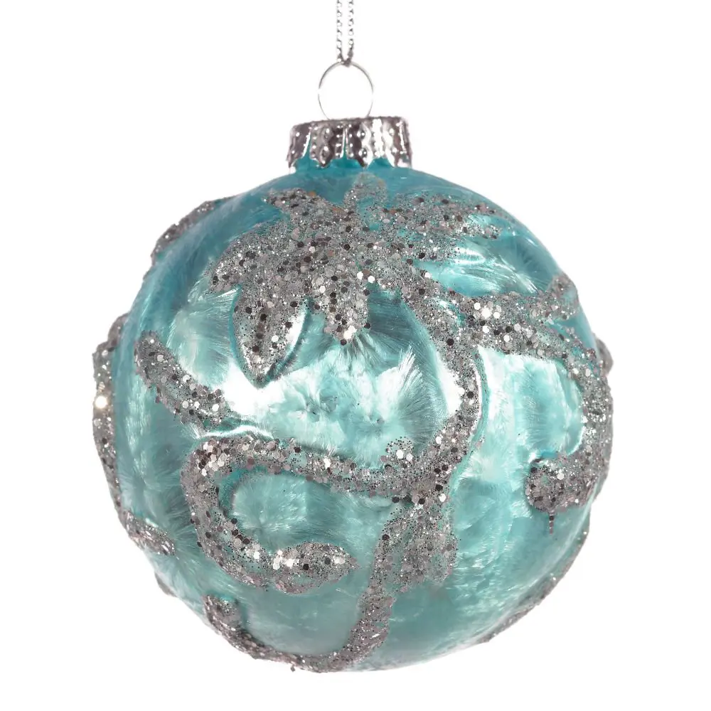 Изображение товара Елочный шар 254163 Бирюзовая сказка 8 см стекло синий