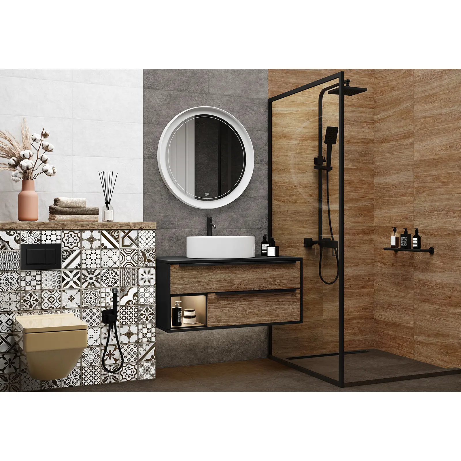 Изображение товара Настенная плитка Alma ceramica Boho TWU2550BOH40 коричневая 24.9x50 см