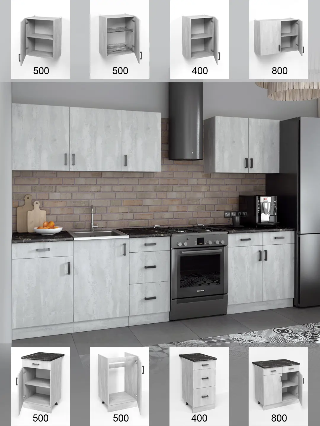 Изображение товара Напольный шкаф Кухонный модуль напольный Regent style 40 x 82.8 x 60 см ЛДСП цвет темно серый