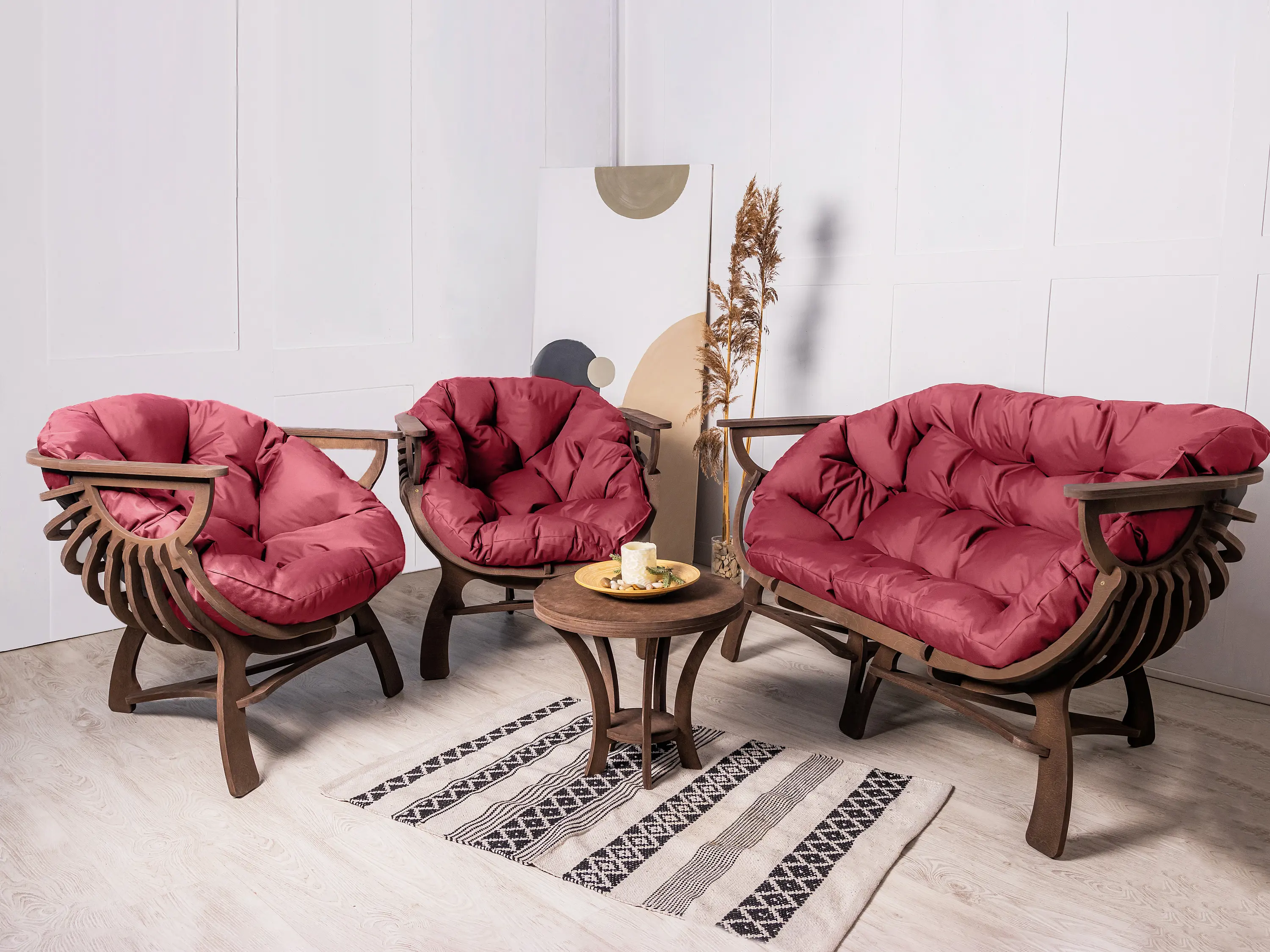 Изображение товара Набор садовой мебели для отдыха Феникс Ракушка фанера красный 4 предмета