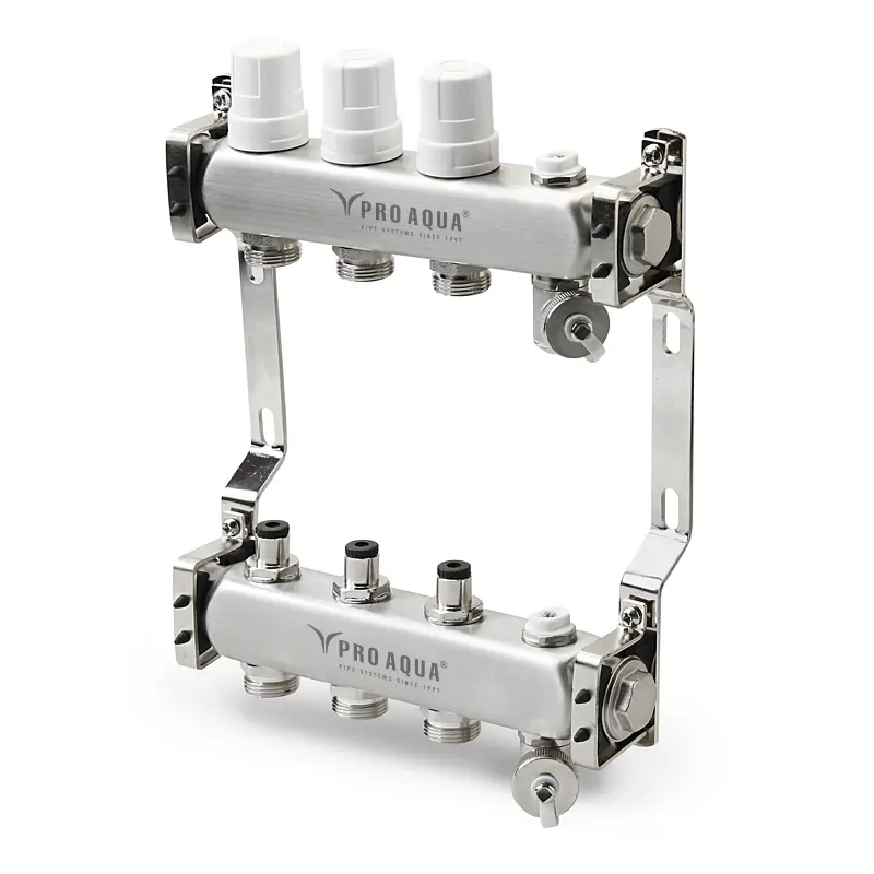 Изображение товара Коллекторная группа с расходомерами PRO AQUA R510MB.06 1x3/4 евроконус 6 выходов нержавейка