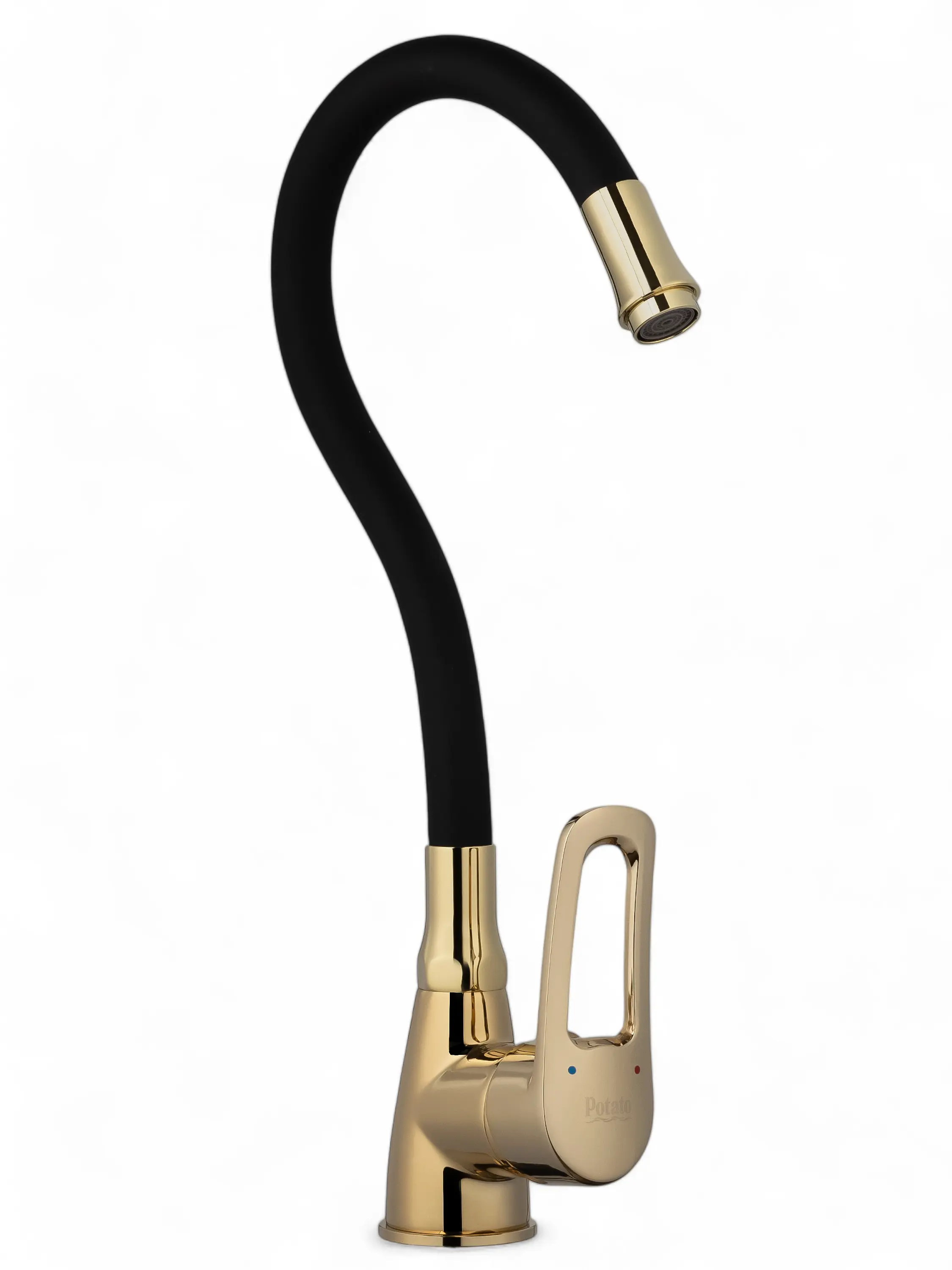 Изображение товара Смеситель для кухни Potato гибкий излив 14 см цвет золото черный