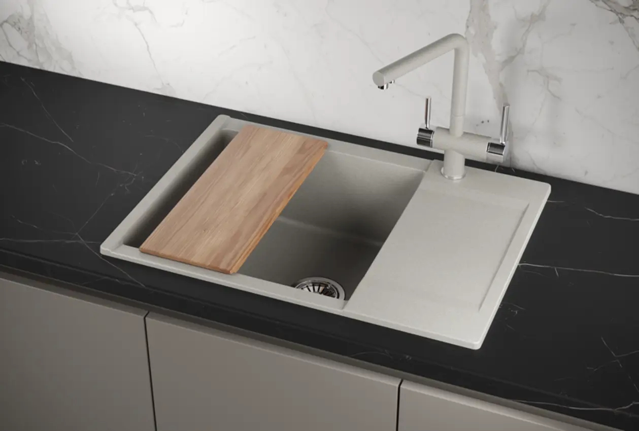 Изображение товара Накладная мойка Granula ES-7003 50x70x20 см кварц цвет бежево-серый