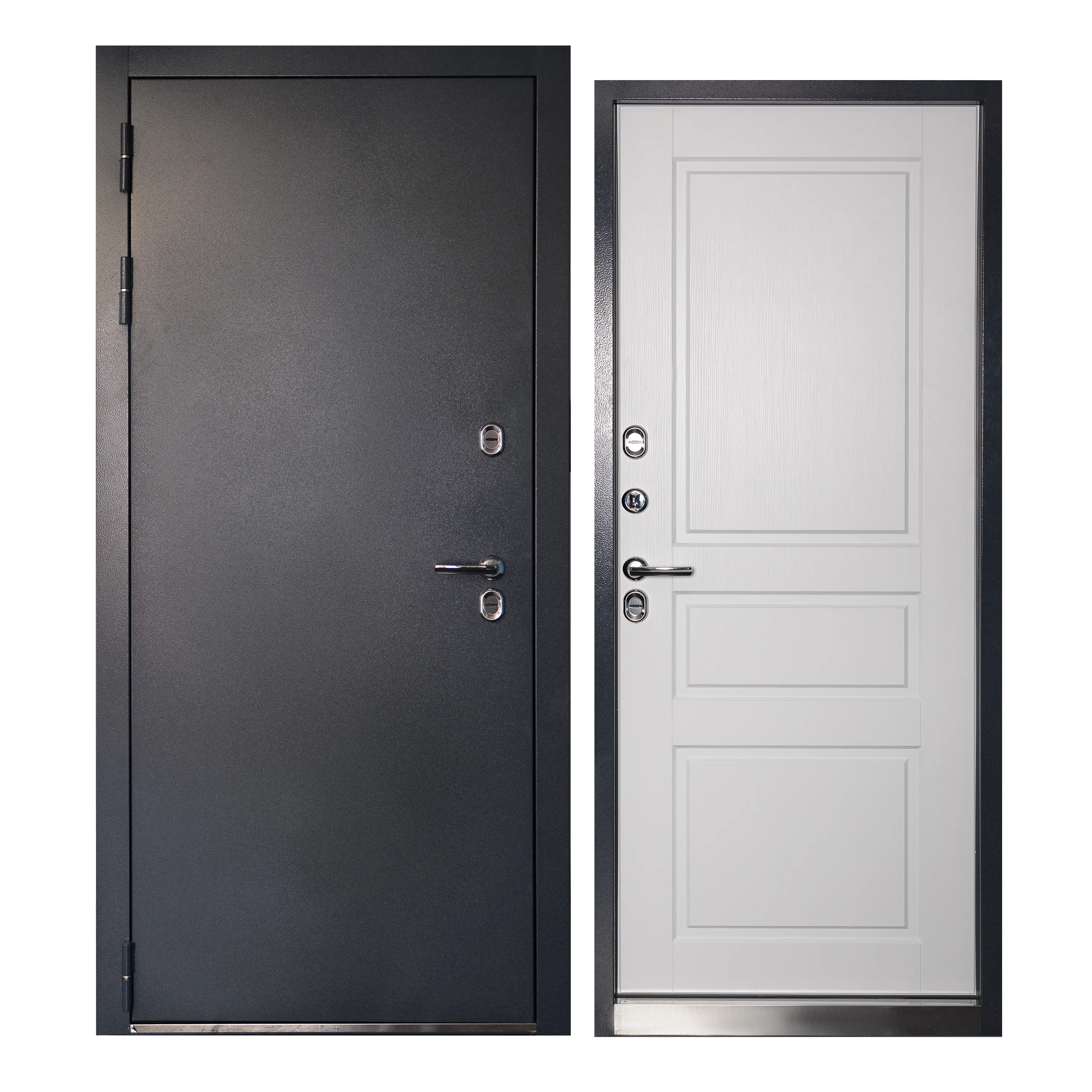 Изображение товара Входная дверь Unicorn Village optimal левый 205x88см цвет графит букле/белый ларче