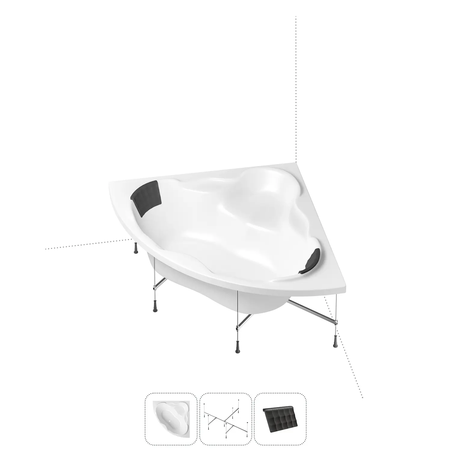 Изображение товара Угловая ванна Lavinia Boho Elegant 140x140 см акрил с металлическим каркасом