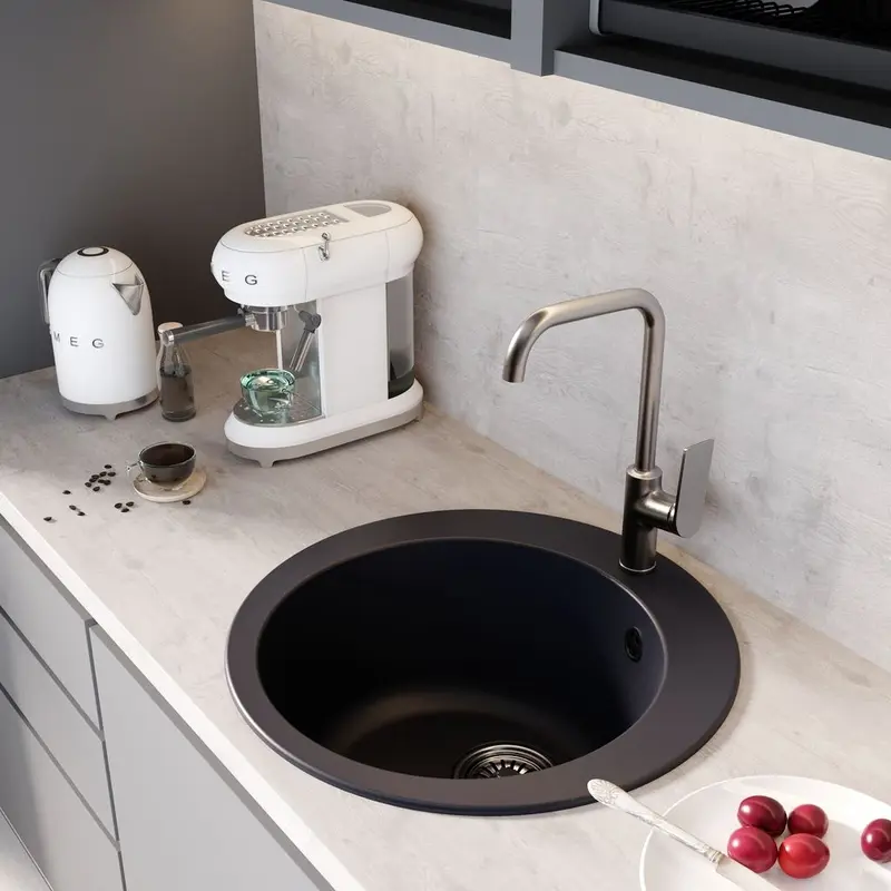 Изображение товара Мойка для кухни Mixline NL-TM13 53x53 см глубина чаши 200 см искусственный камень цвет шоколад