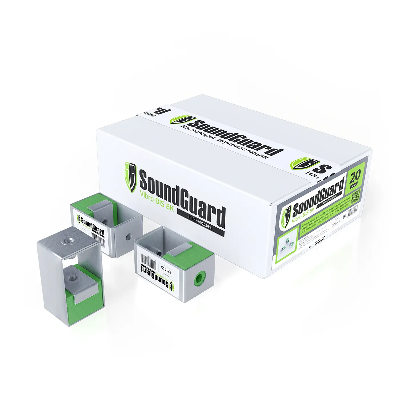 Изображение товара Виброизоляционное крепление SoundGuard Vibro Bis 8K 20шт