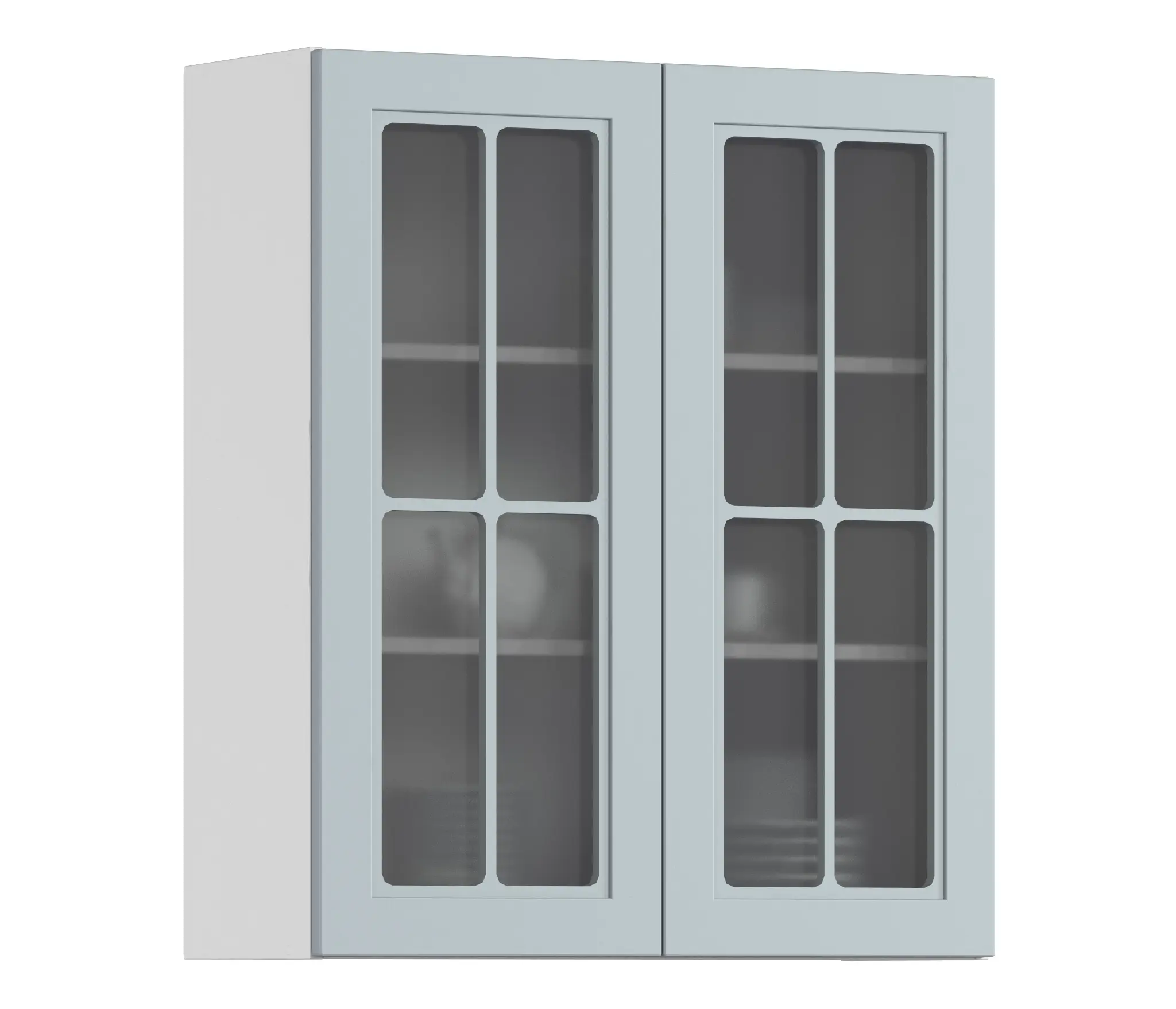 Изображение товара Навесной шкаф Регина Столплит с 2 стеклянными фасадами высокий 80x92x29 см МДФ цвет серый