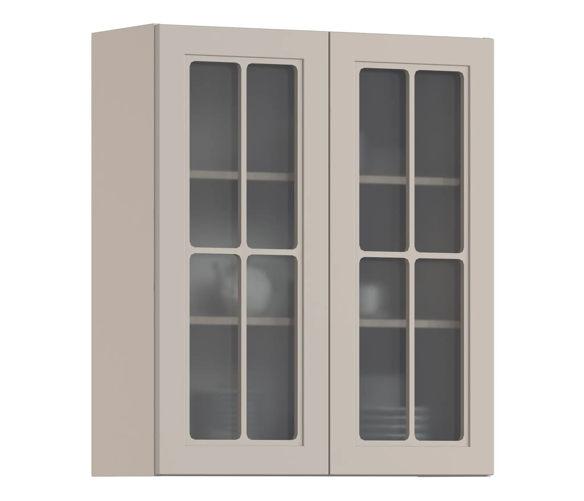 Изображение товара Навесной шкаф высокий Регина Столплит с 2 стеклянными фасадами 80x92x29 см МДФ цвет серый