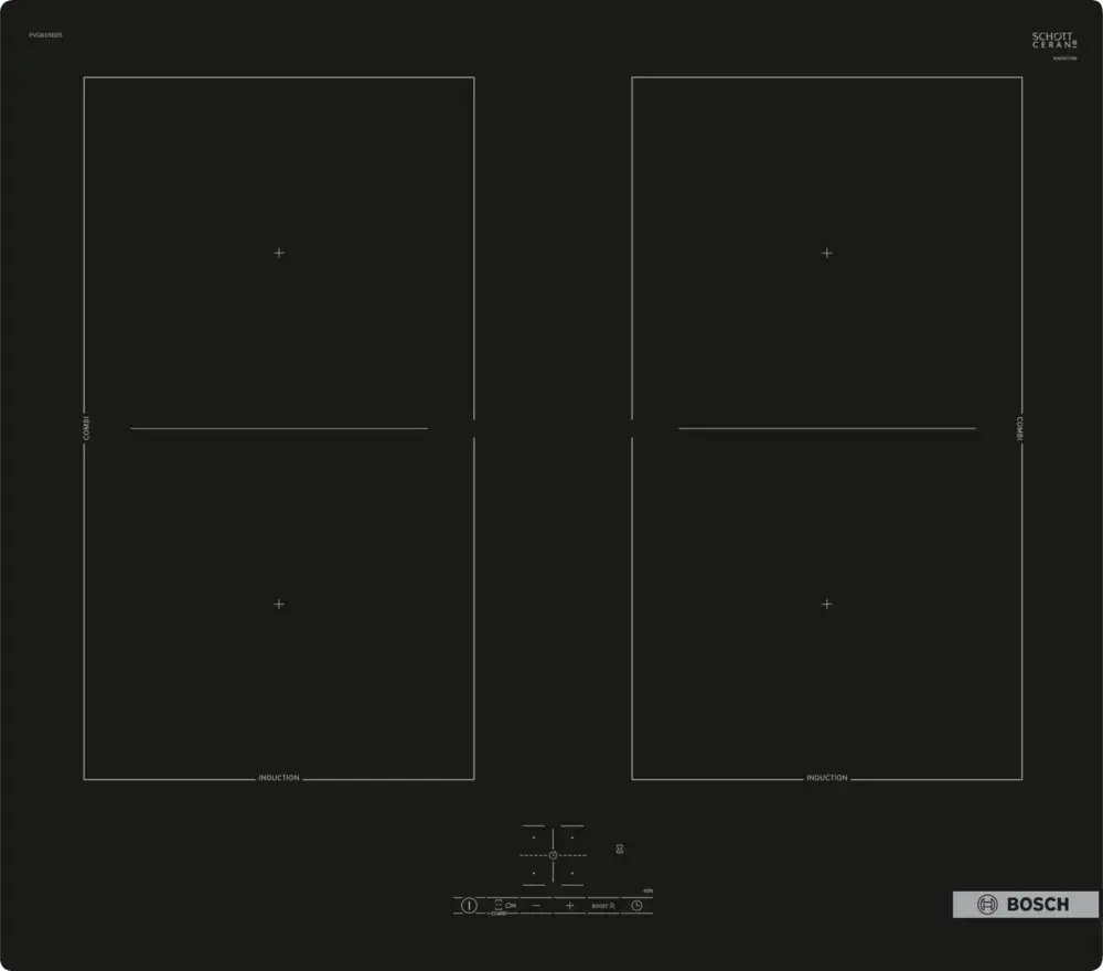 Изображение товара Электрическая варочная панель Bosch PVQ61RBB5E 59.2 см 4 конфорки цвет черный 654357