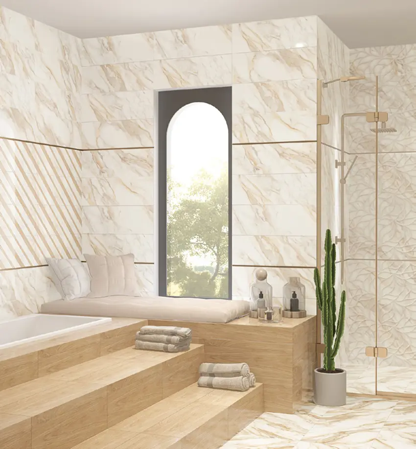 Изображение товара Плитка керамическая Eletto Ceramica Calacatta Oro 24.2x70 см бежевый настенная