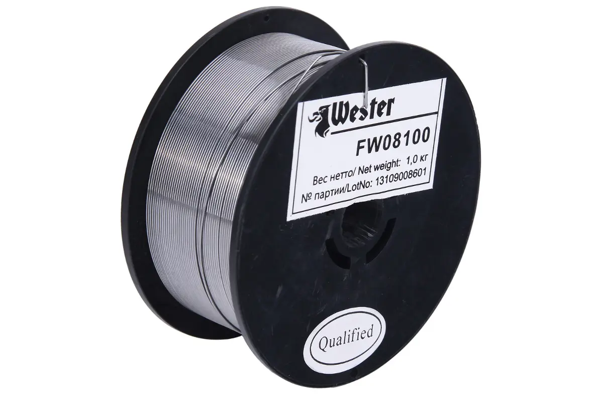 Изображение товара Проволока сварочная WESTER FW 08100 0.8 мм 1кг, флюсовая/порошковая, катушка 100 мм