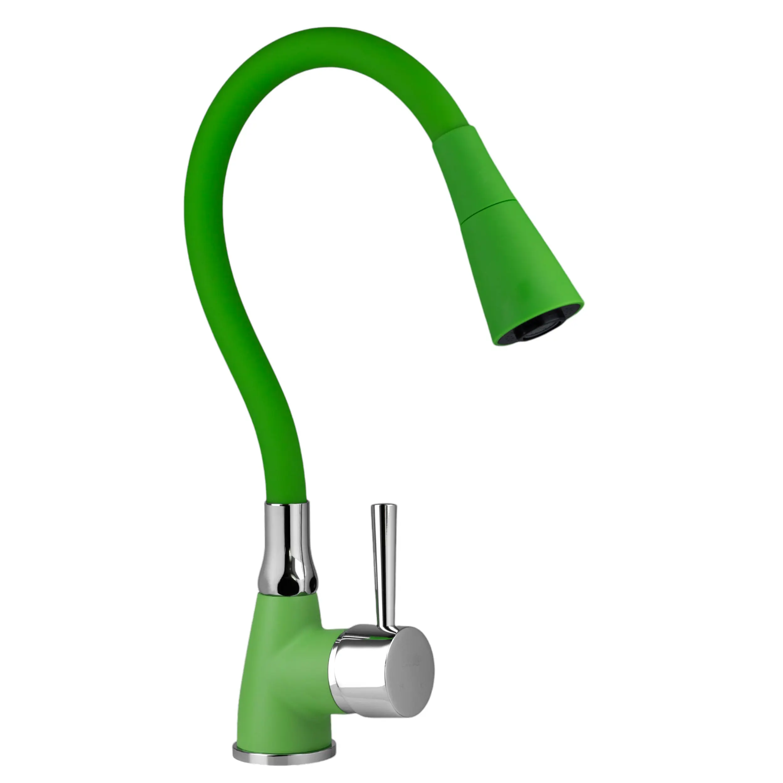 Изображение товара Смеситель для кухни Potato гибкий излив 14 см цвет хром зеленый