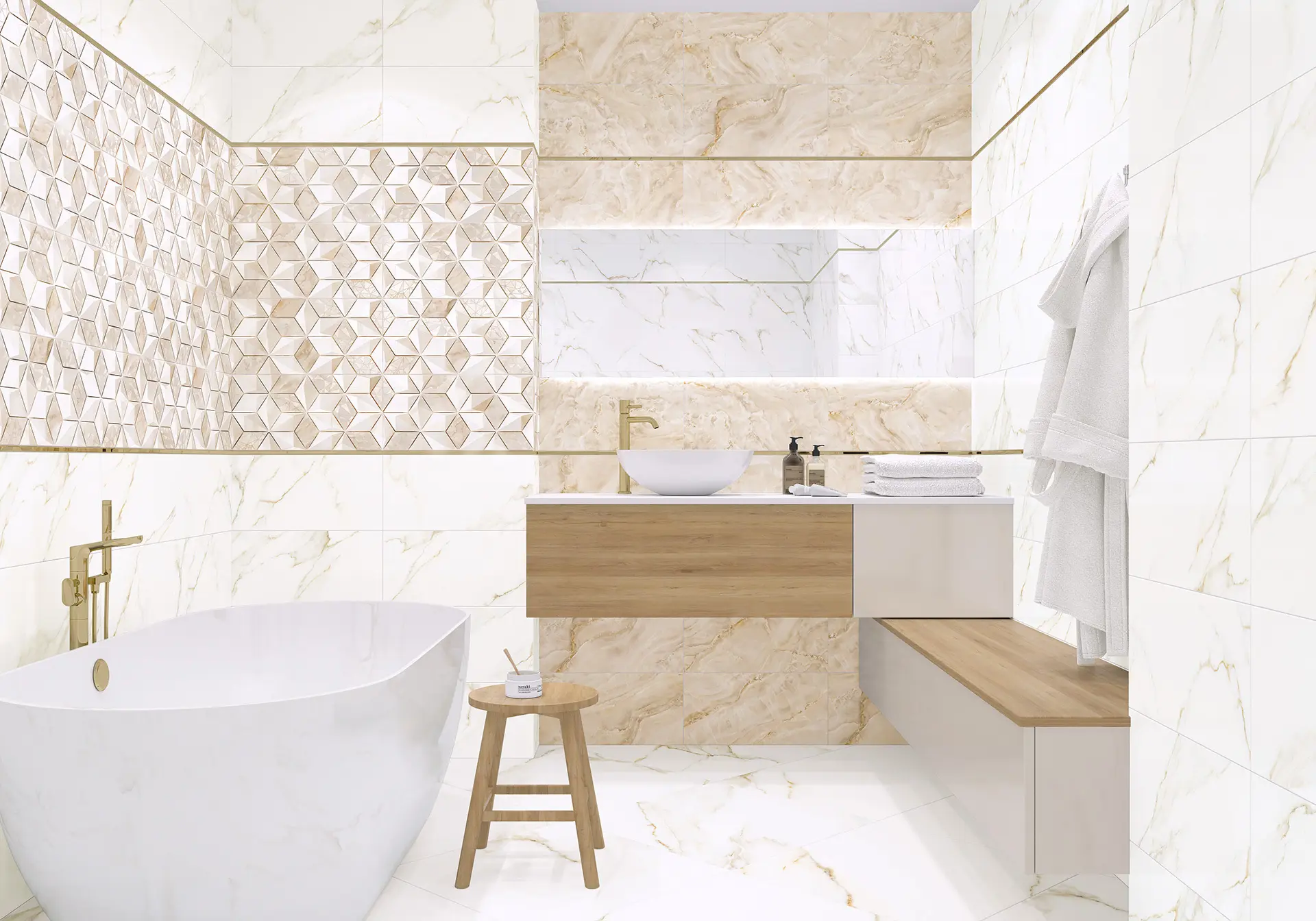 Изображение товара Настенная глянцевая плитка Alma Ceramica Nevada 50x24.9 см бежевый для стен