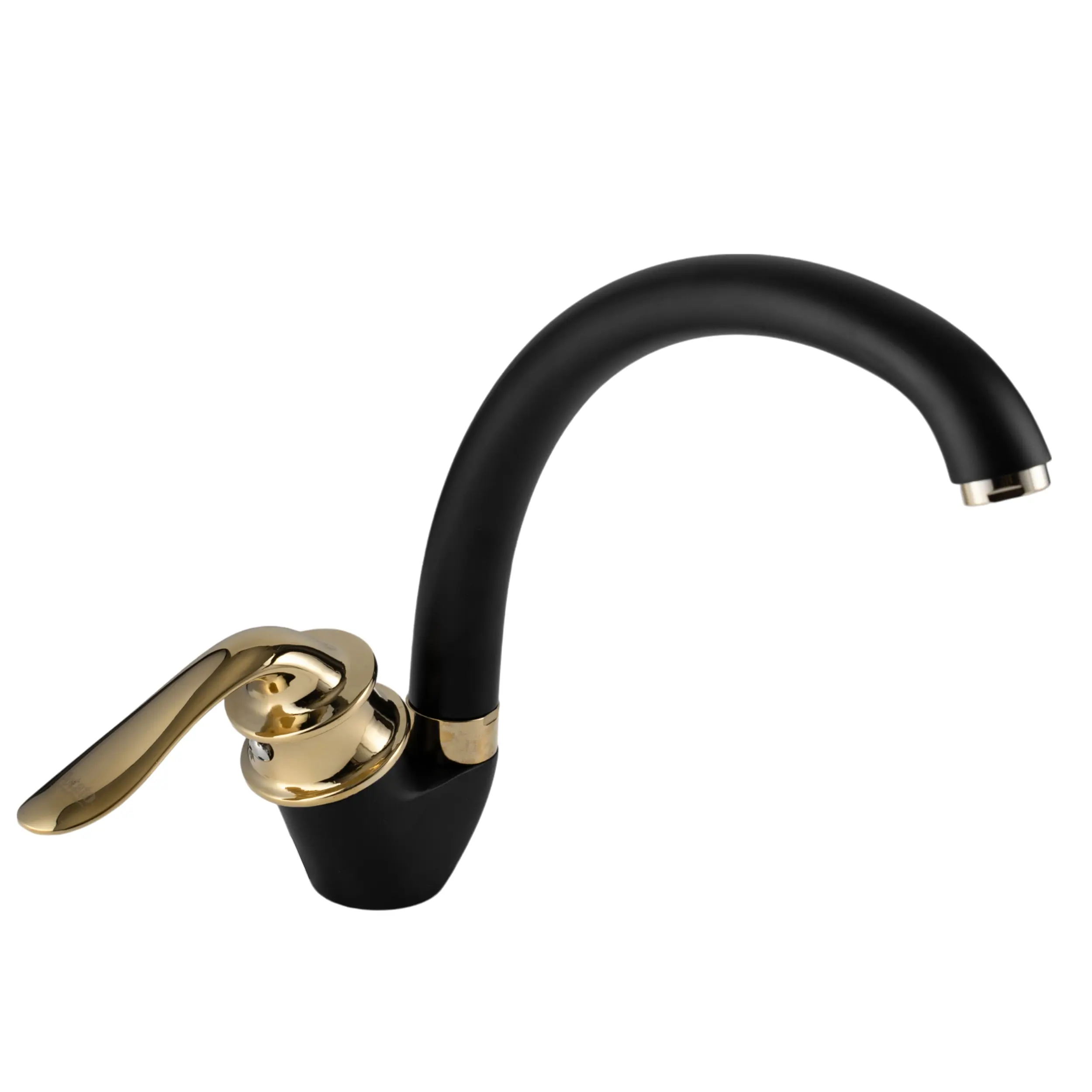 Изображение товара Смеситель для кухни Potato P59219-6 поворотный излив 20 см цвет черный, золотой