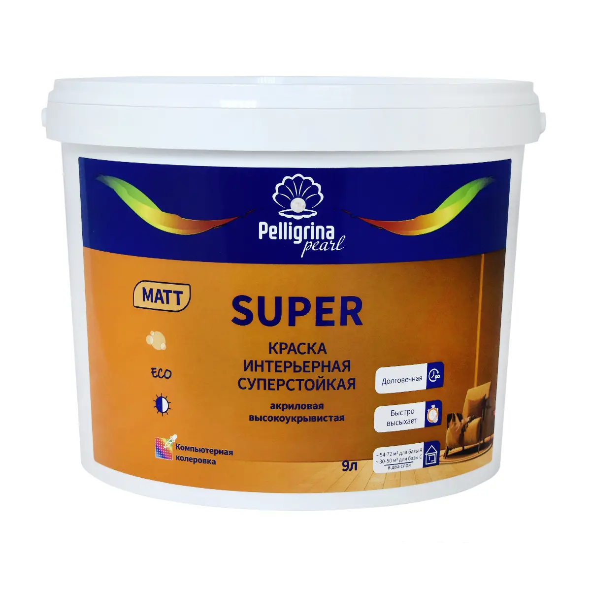 Изображение товара Краска для внутренних покрытий Pelligrina Pearl 256889 цвет 4213 c 9 л