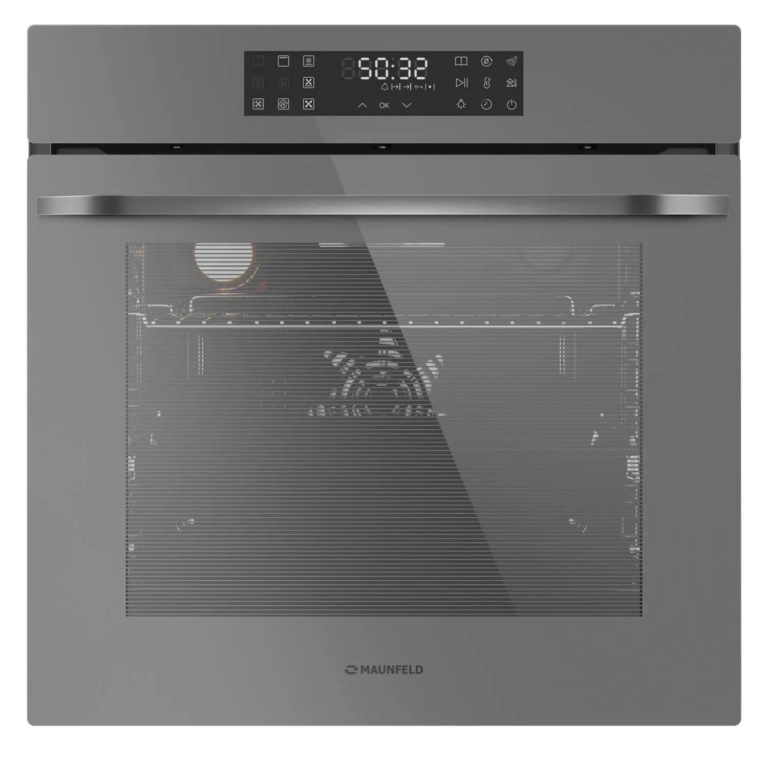 Изображение товара Встраиваемый электрический духовой шкаф Maunfeld Eoeh7614Lgr с 11 режимами и функцией гриль