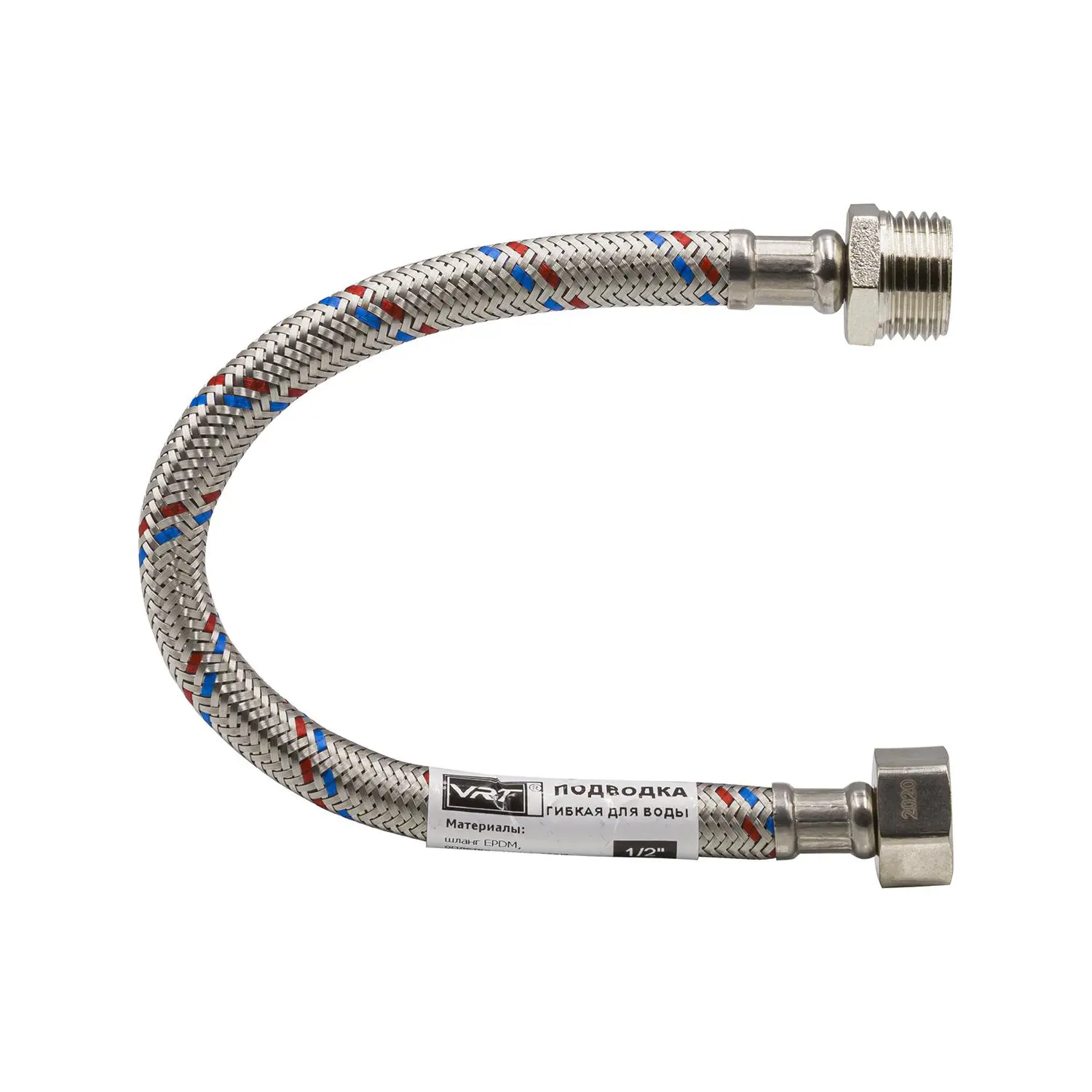 Изображение товара Гибкая подводка для воды VRT 50 см 521373 внутренняя-наружная резьба