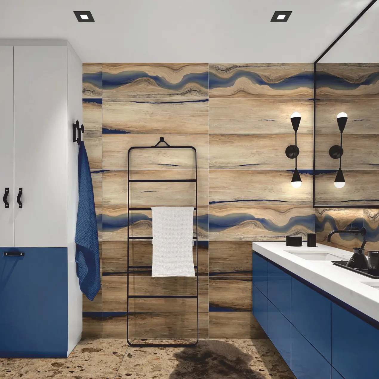 Изображение товара Керамогранит Керамин Флоу 4 коричневый под дерево 30x90 см укладка стена пол