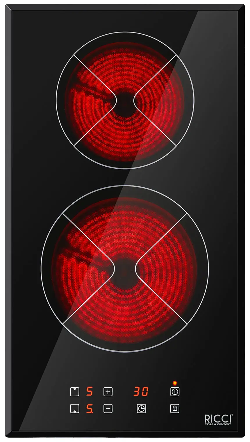 Изображение товара Электрическая варочная панель Ricci DTL-D23002B 28.8 см 2 конфорки цвет черный