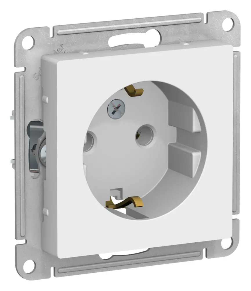 Изображение товара Встраиваемая силовая розетка AtlasDesign с заземлением белая