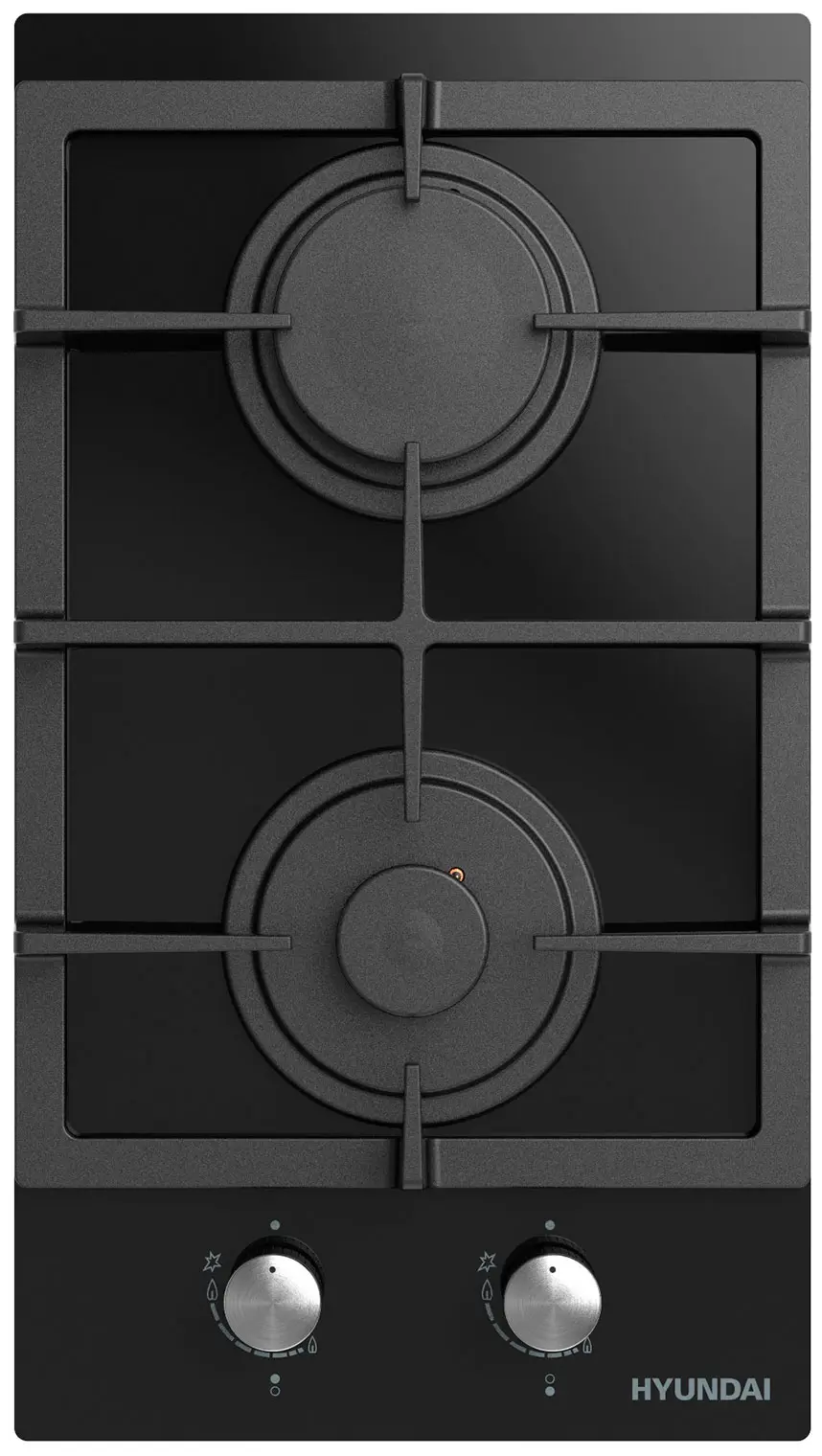 Изображение товара Газовая варочная панель Hyundai HHG 3235 BG 29 см 2 конфорки черный