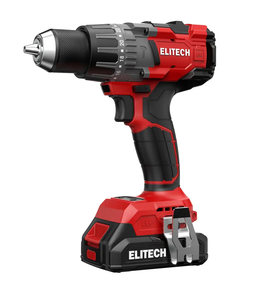 Изображение товара Дрель-шуруповерт аккумуляторная ударная Elitech ДА 21УБЛ2 E2201.048.01, 20 В Li-Ion 2x2 Ач