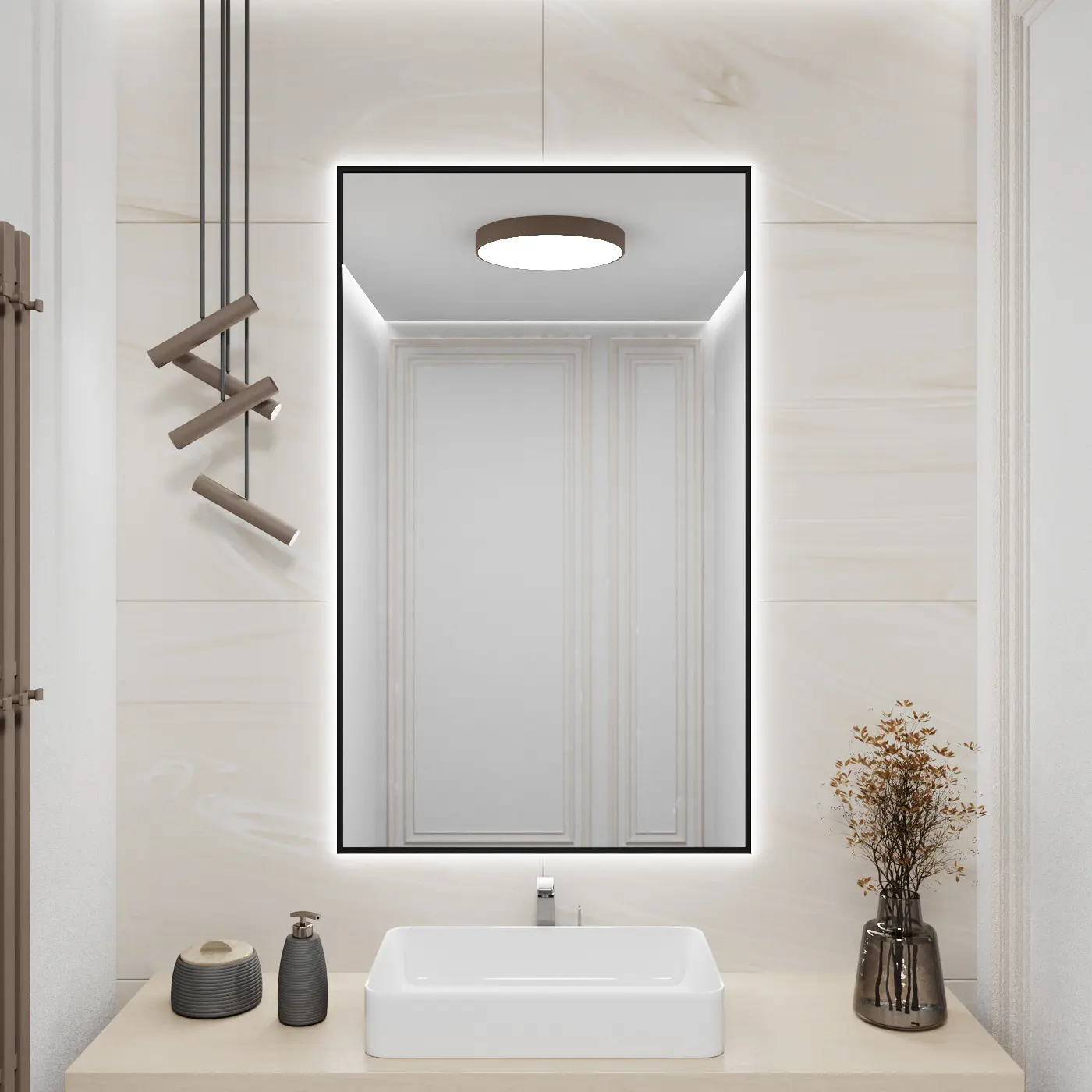 Изображение товара Зеркало для ванной Alumirror 12080свет 12080чер6000к с подсветкой 80x120см