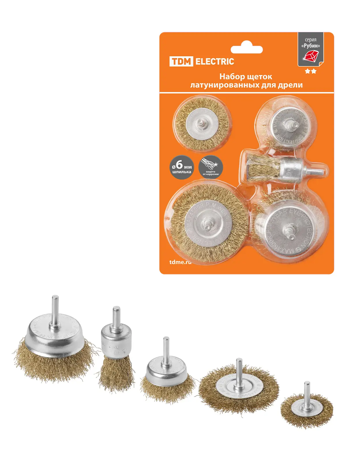 Изображение товара Кордщетка диск для дрели TDM Electric SQ1096-0214 латунная, 5 шт