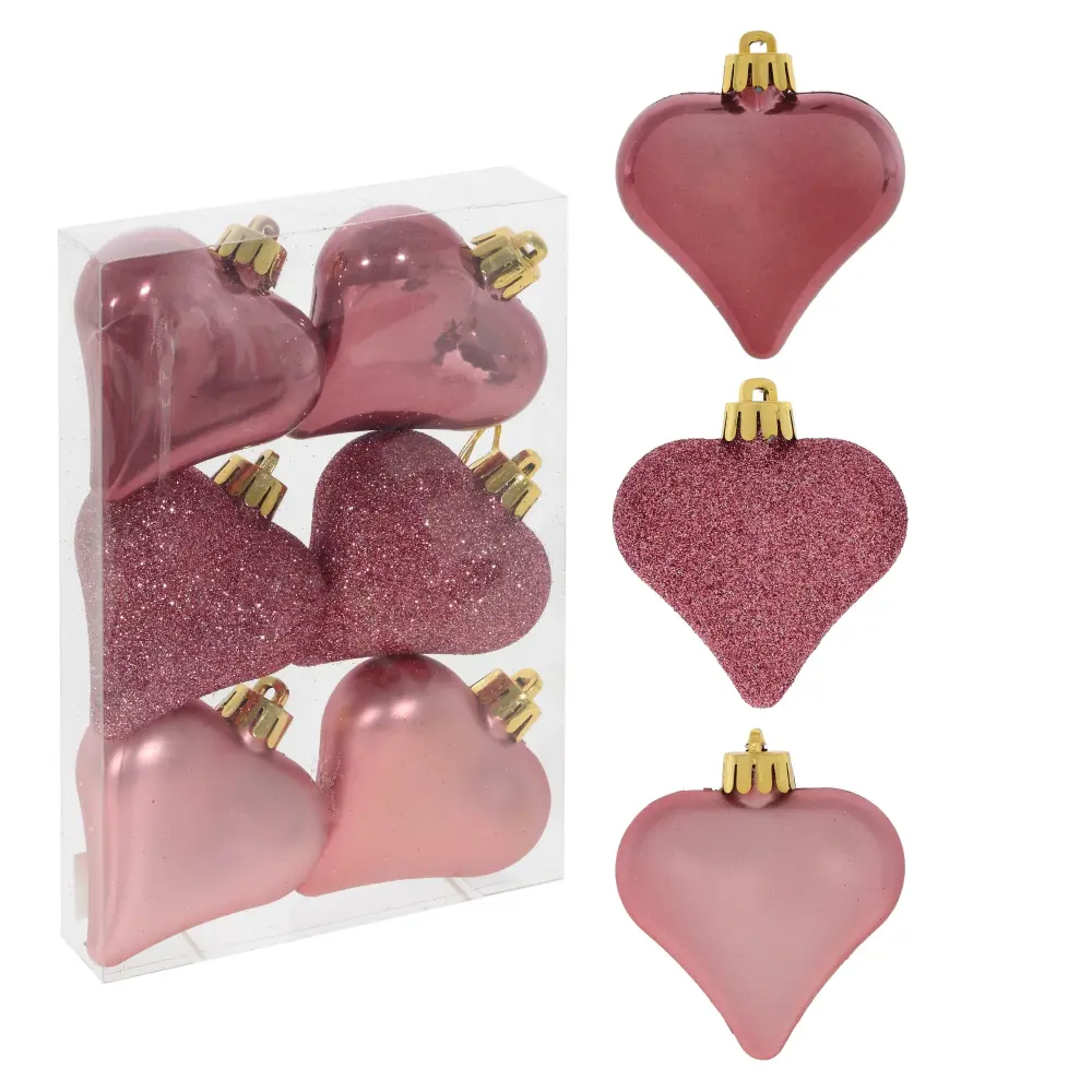 Изображение товара Набор елочных игрушек 753612 7 см x 2 см розовый 6 шт