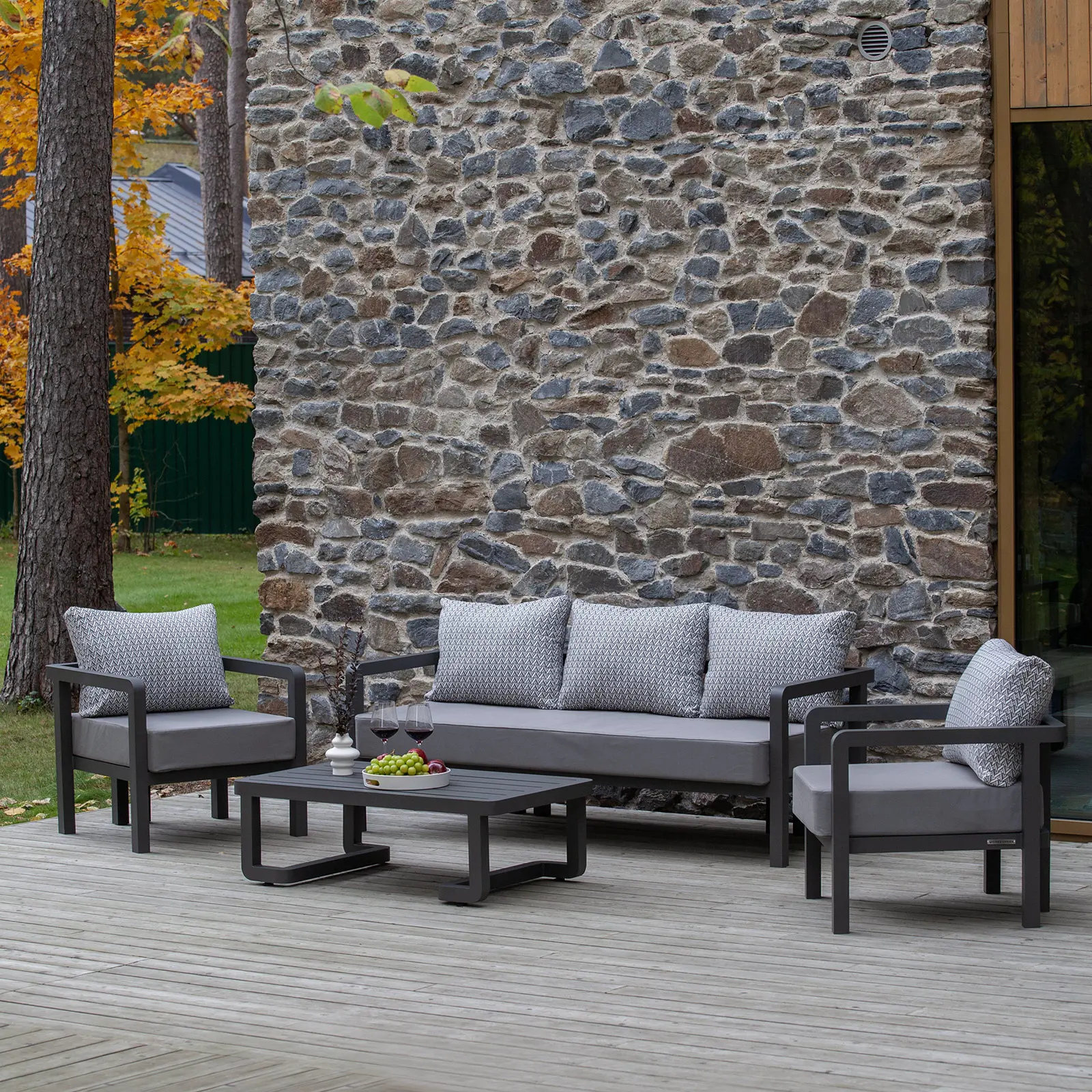 Изображение товара Набор садовой мебели для отдыха Greenween Amalfi алюминий серый/серебристый 4 предмета