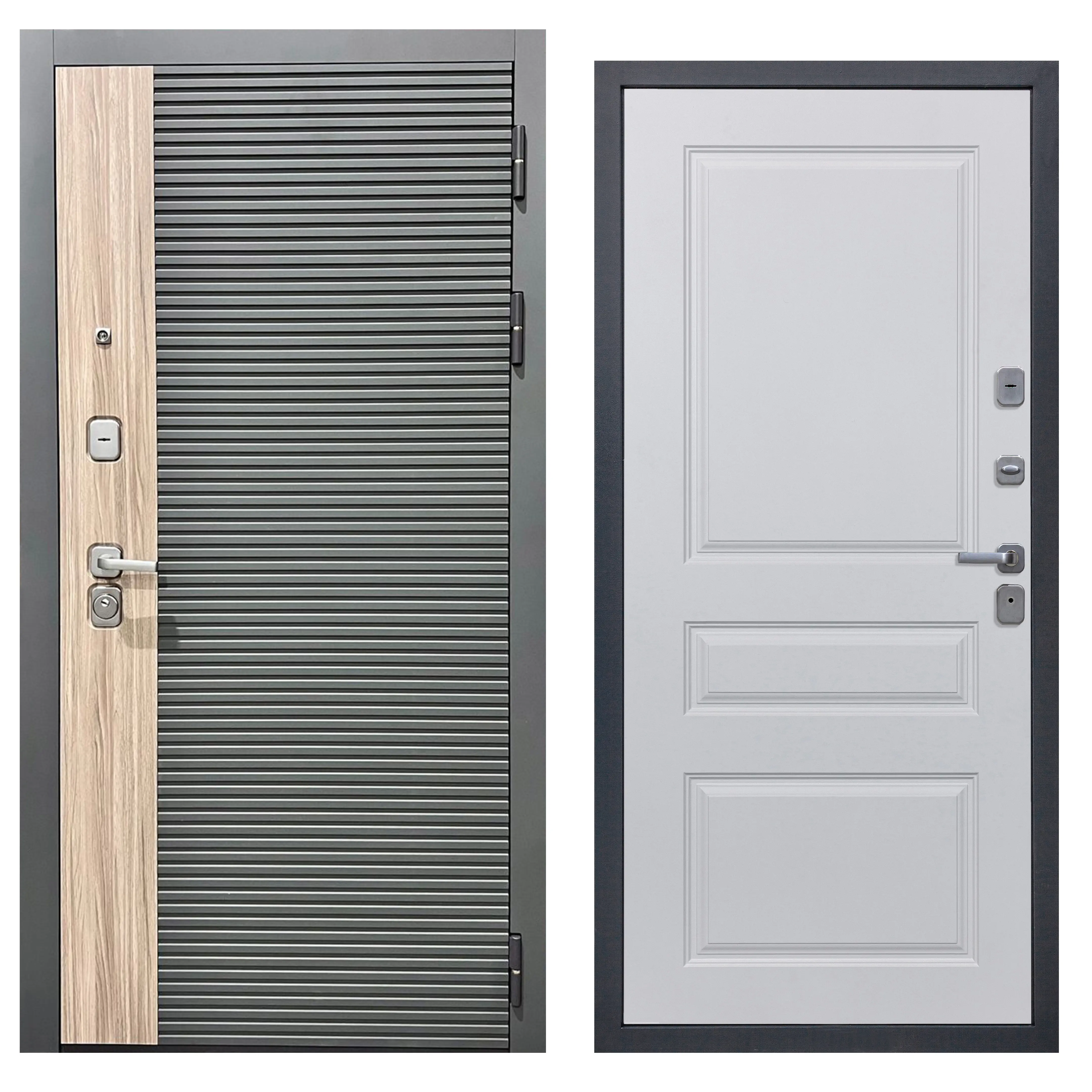 Изображение товара Входная дверь DIVA 76 правый 205x96см дуб/серый/Д13 белый софт