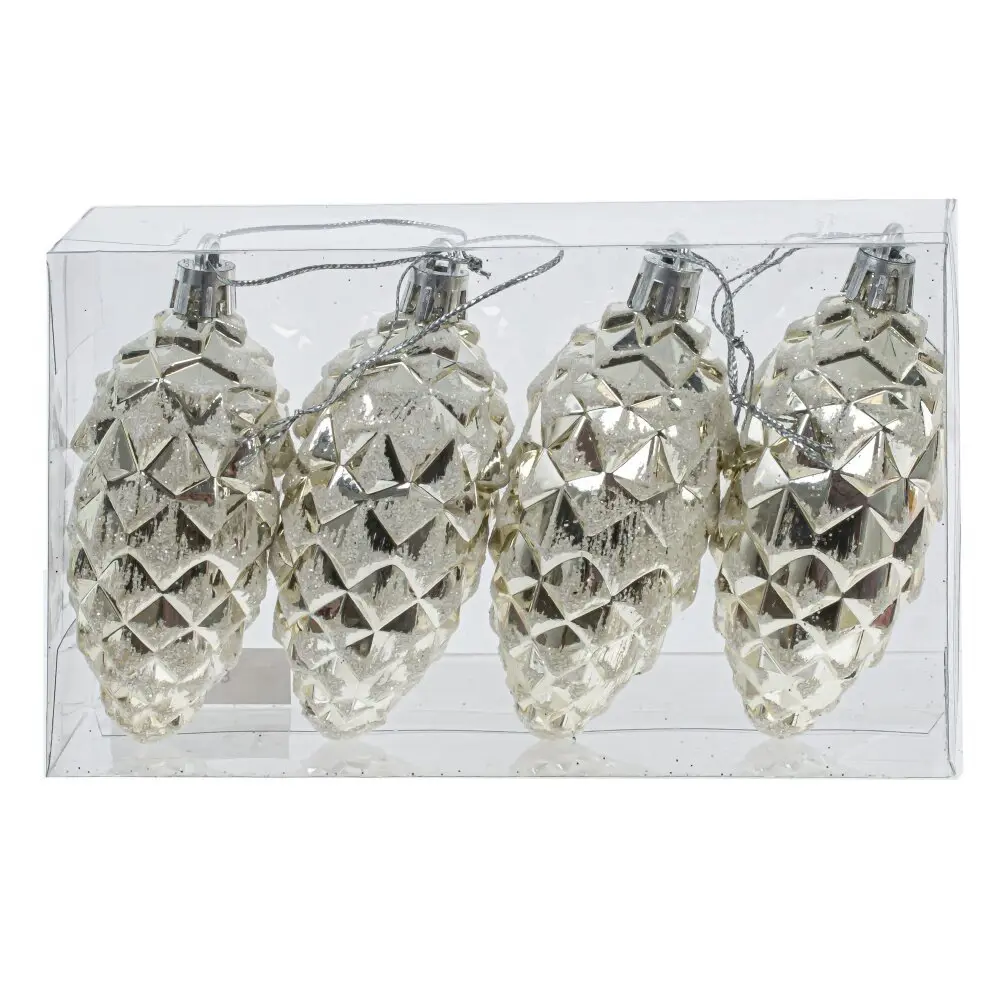 Изображение товара Набор елочных игрушек 807900 9 см x 3.5 см серый/серебристый 4 шт