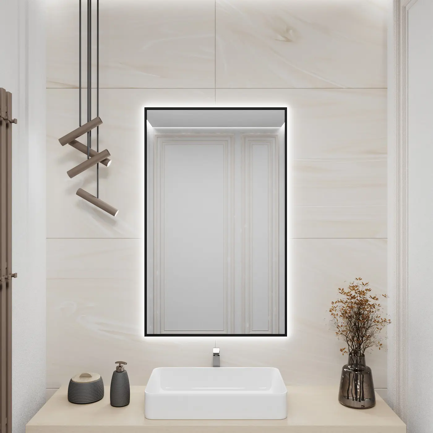 Изображение товара Зеркало для ванной Alumirror 10070свет 10070чер6000к с подсветкой 70x100см