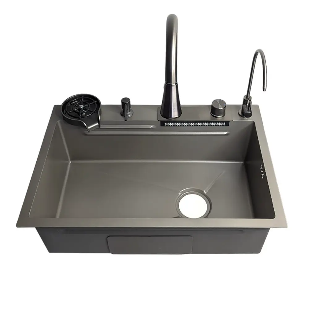 Изображение товара Мойка для кухни врезная с дозатором Soul of calypso Cs6846-9 68x46 см глубина чаши 20 см нержавеющая сталь цвет стальной серый